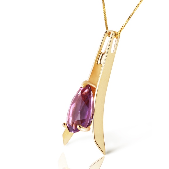 Galaxy Gold Products Jewelry - 14K. SOLID GOLD NECKLACE WITH NATURAL AMETHYST